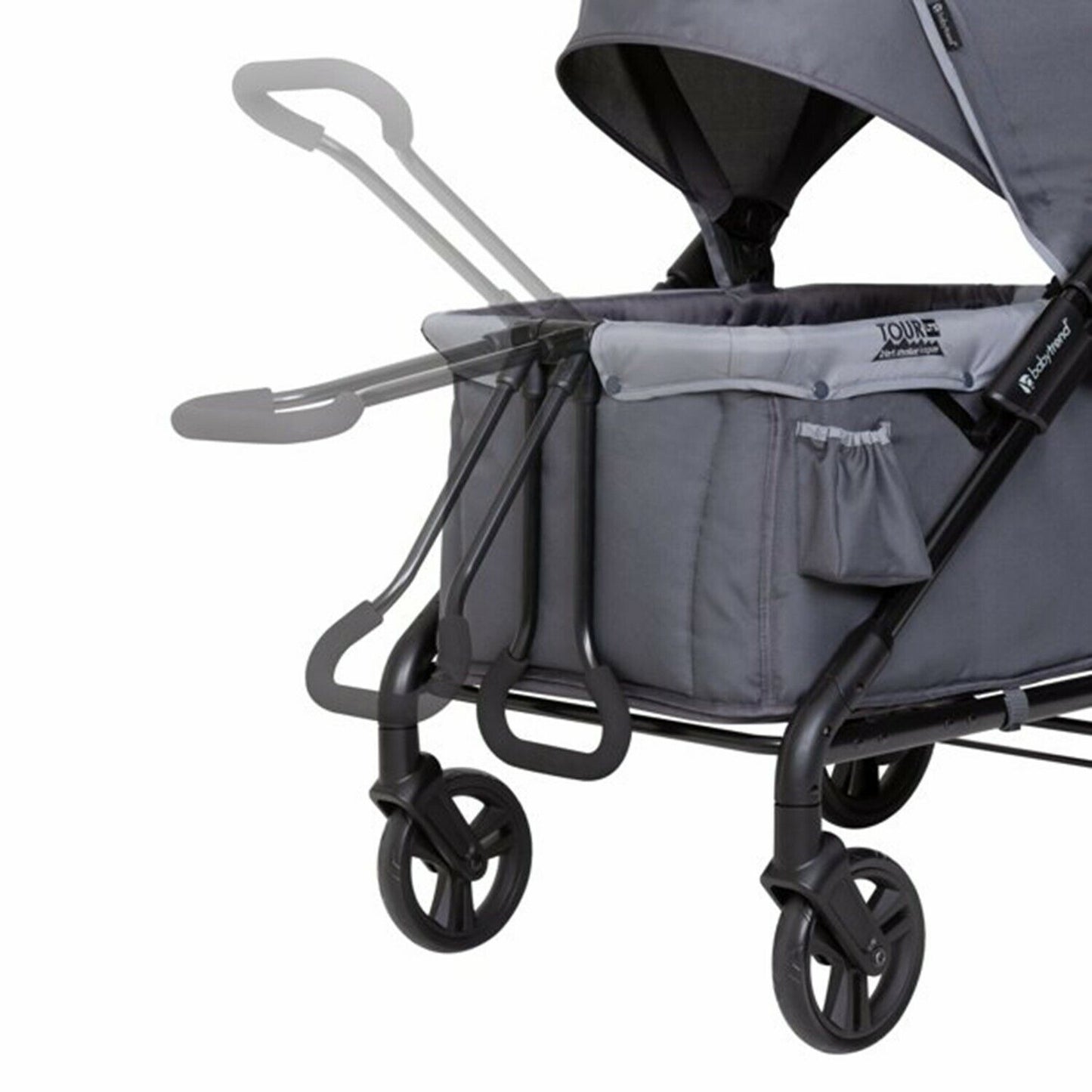 Baby Stroller Wagon with Built-in Seating for 2 Large Cargo Space Push Pull Grey
