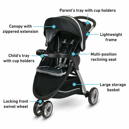 Graco Baby Stroller with Car Seat Travel System Infant Playard High Chair Combo