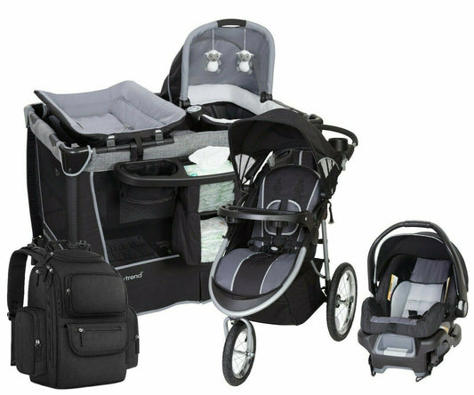Baby Stroller with Car Seat Playard Crib Diaper Bag Jogger Travel System Combo