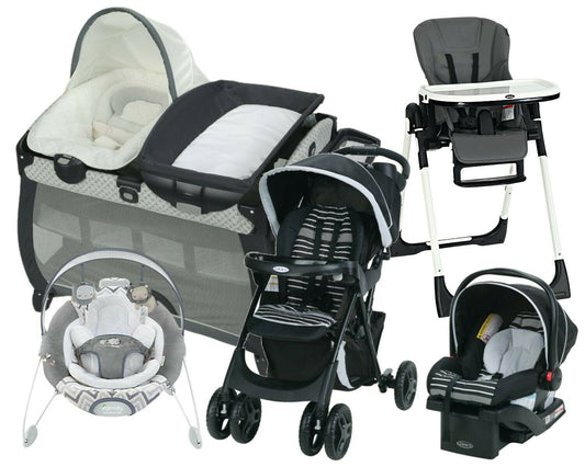 Graco Baby Stroller Travel System with Car seat Bouncer High Chair Playard Combo