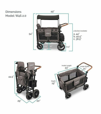 WonderFold 4 Seater Stroller Wagon W4 Luxe Multifunctional Foldable