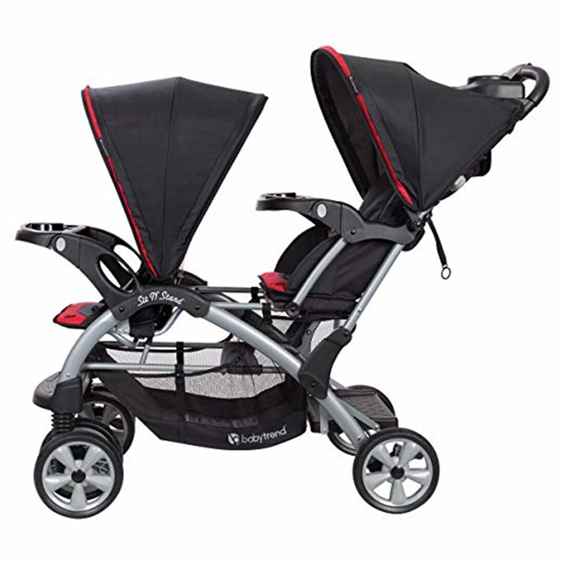 Baby Double Stroller with 2 Car Seats Travel System Twin Combo New Black Red