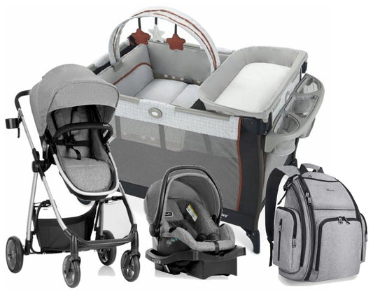 Baby Stroller with Car Seat Playard Diaper Bag Evenflo Travel System Combo Set