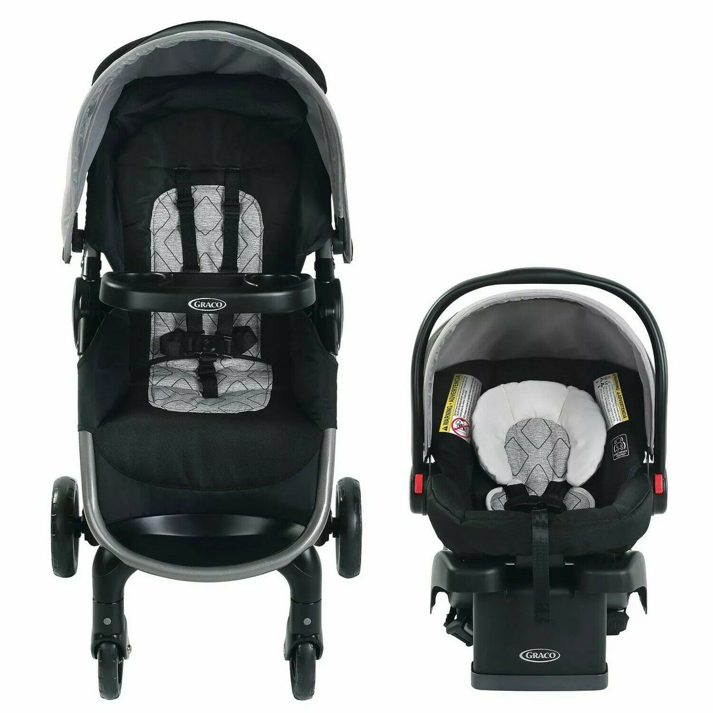 Stroller Baby Travel System with Car Seat Combo High Chair Playard Crib Black