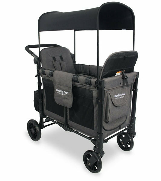 Double Stroller Wagon with 2 Seats Wonderfold W2 Elite 2.0 Charcoal Grey