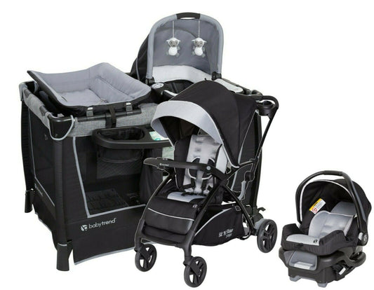 Baby Trend Sit N Stand 5-in-1 Stroller with Car Seat Shopper Playard Travel Set