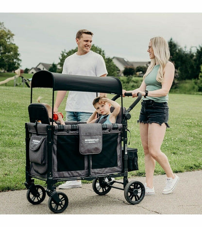 Double Stroller Wagon with 2 Seats Wonderfold W2 Elite 2.0 Charcoal Grey