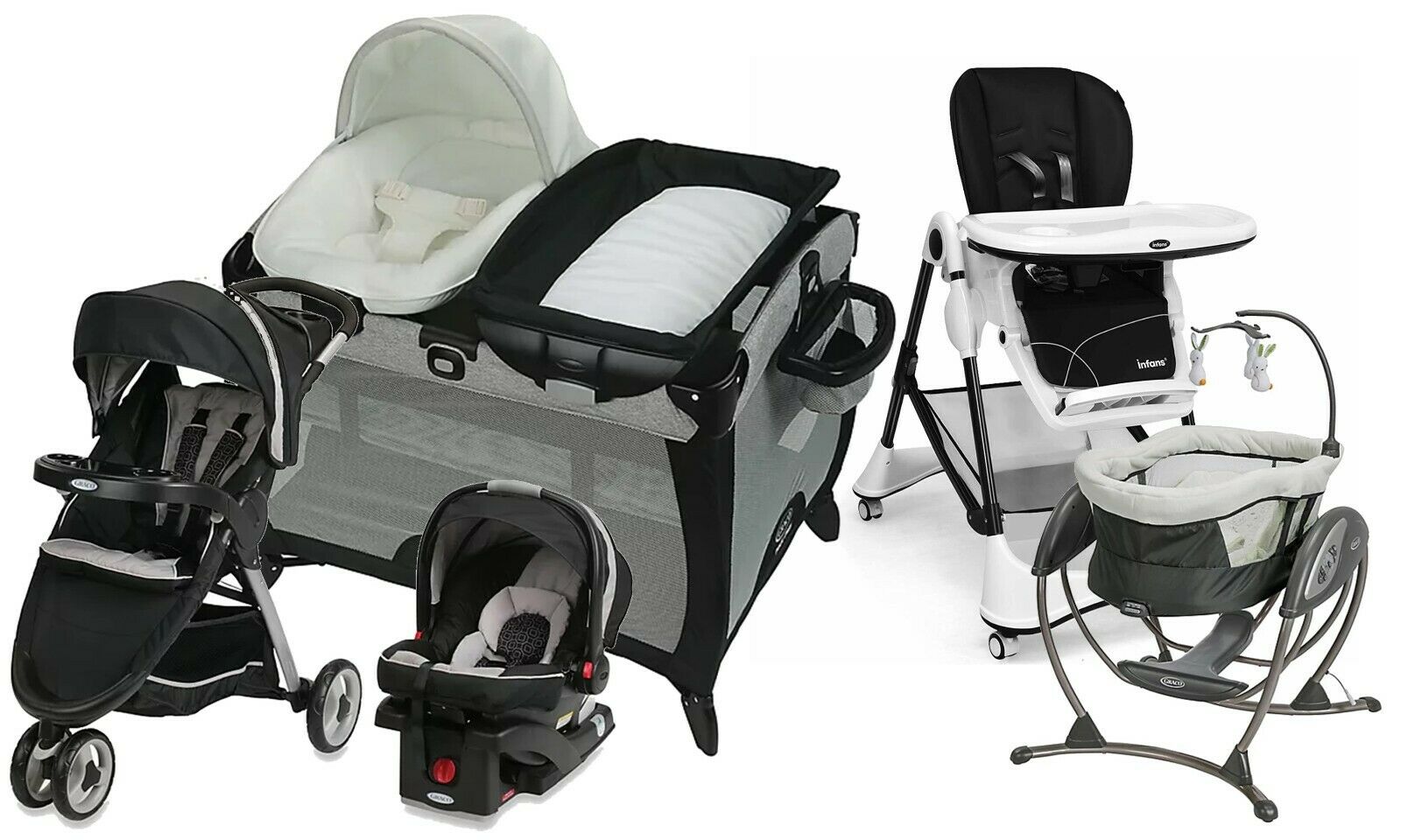Baby Stroller with Car Seat Travel System Playard High Chair Glider Co