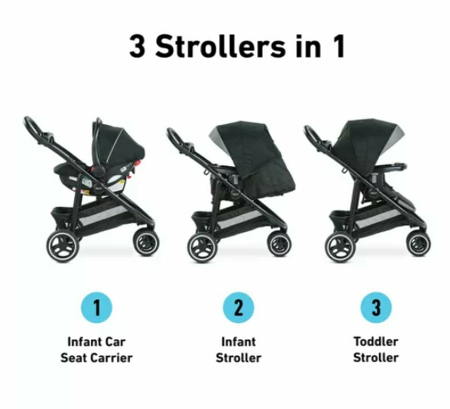 Baby Stroller with Cat Seat Graco Modes 3 Lite Platinum Travel System BabyStrollerSets