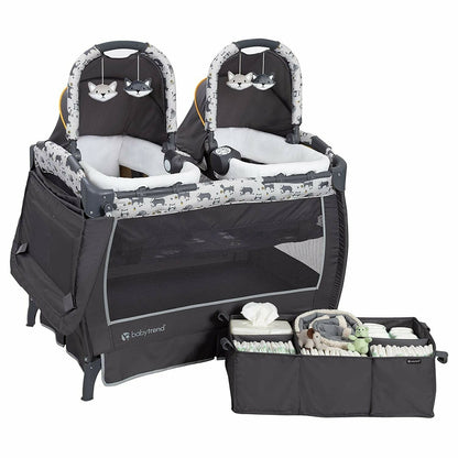 Double Baby Stroller with 2 Car Seat 2 Newborn Swing Twin Infant Playard Combo