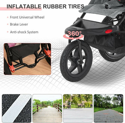 Foldable Baby Stroller Carriage Jogger for Toddler with Adjustable Backrest Grey