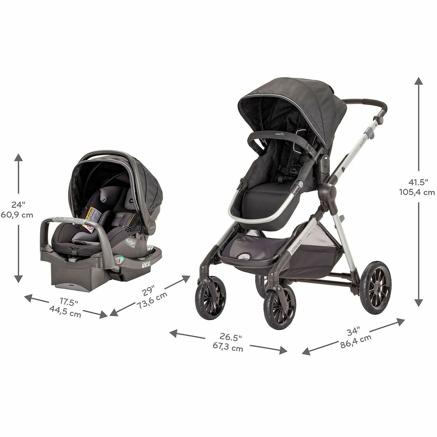 Single and Double Stroller with SafeMax Infant Car Seat Travel System Combo