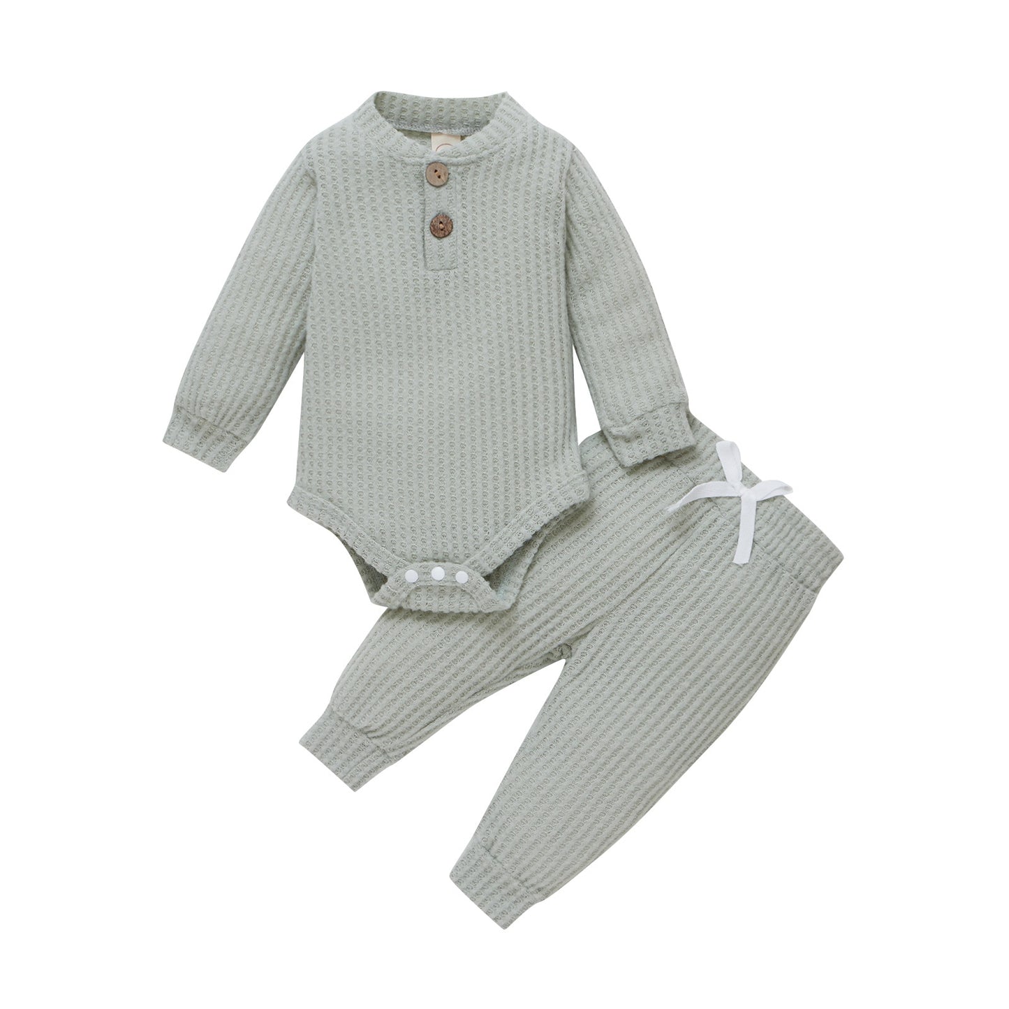 Infant Newborn Baby Girl Boy Long Sleeve Bodysuits Elastic Pants 2PCs Outfits