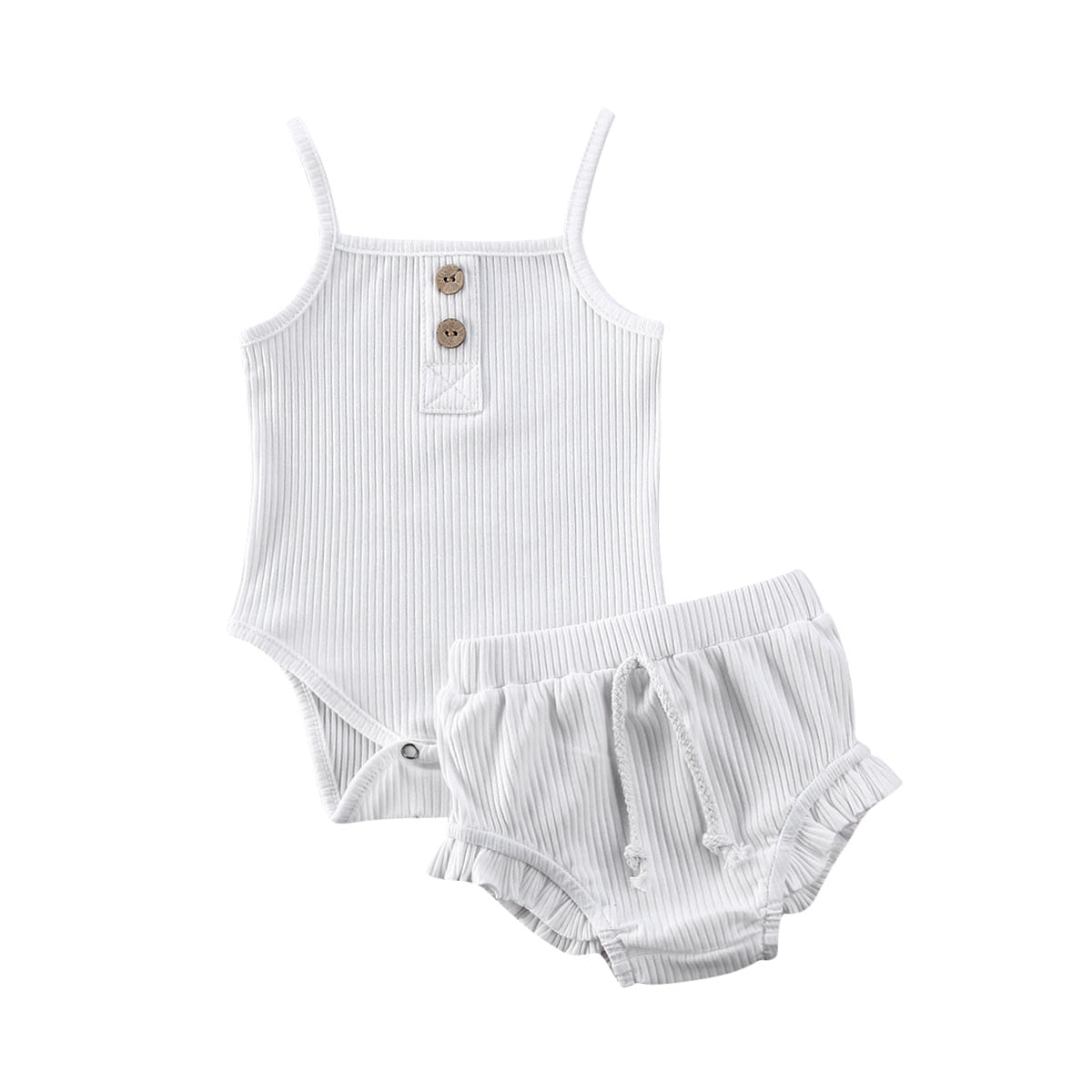 Kids Baby Clothes for Newborn Baby Boys Girls Solid Lace-up Knitted Backless Rompers Drawstring Shorts Beach Outfits Sets